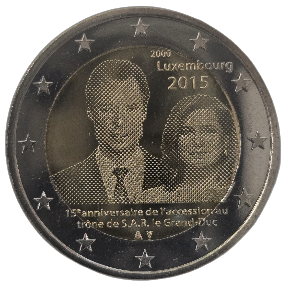 2 euros conmemorativa 15 Aniversario de la llegada al Trono del Gran Duque Enrique